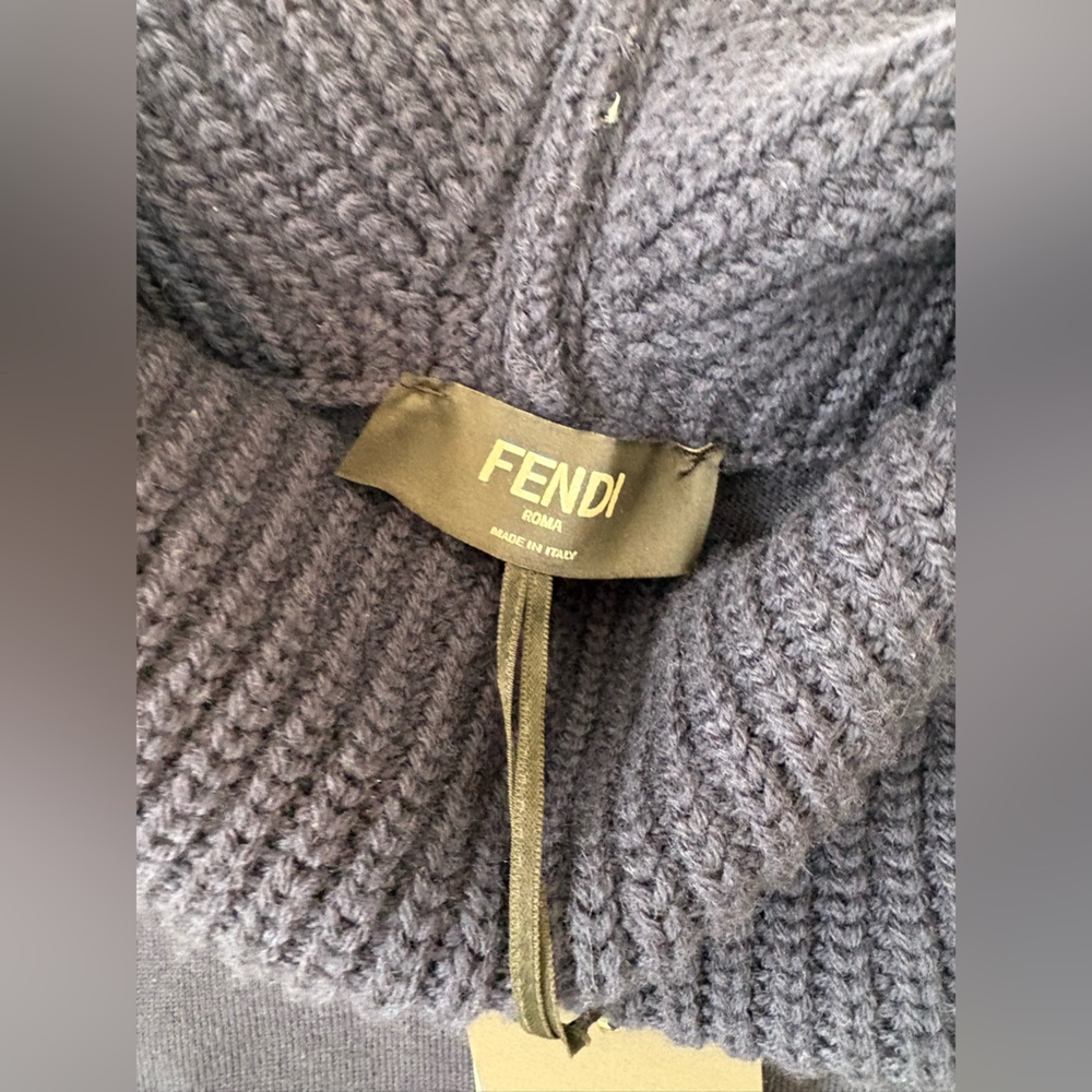 Fendi Roma Scuba Hood Knit Sweater | Navy & Black | IT 54 - Picture 2 of 6